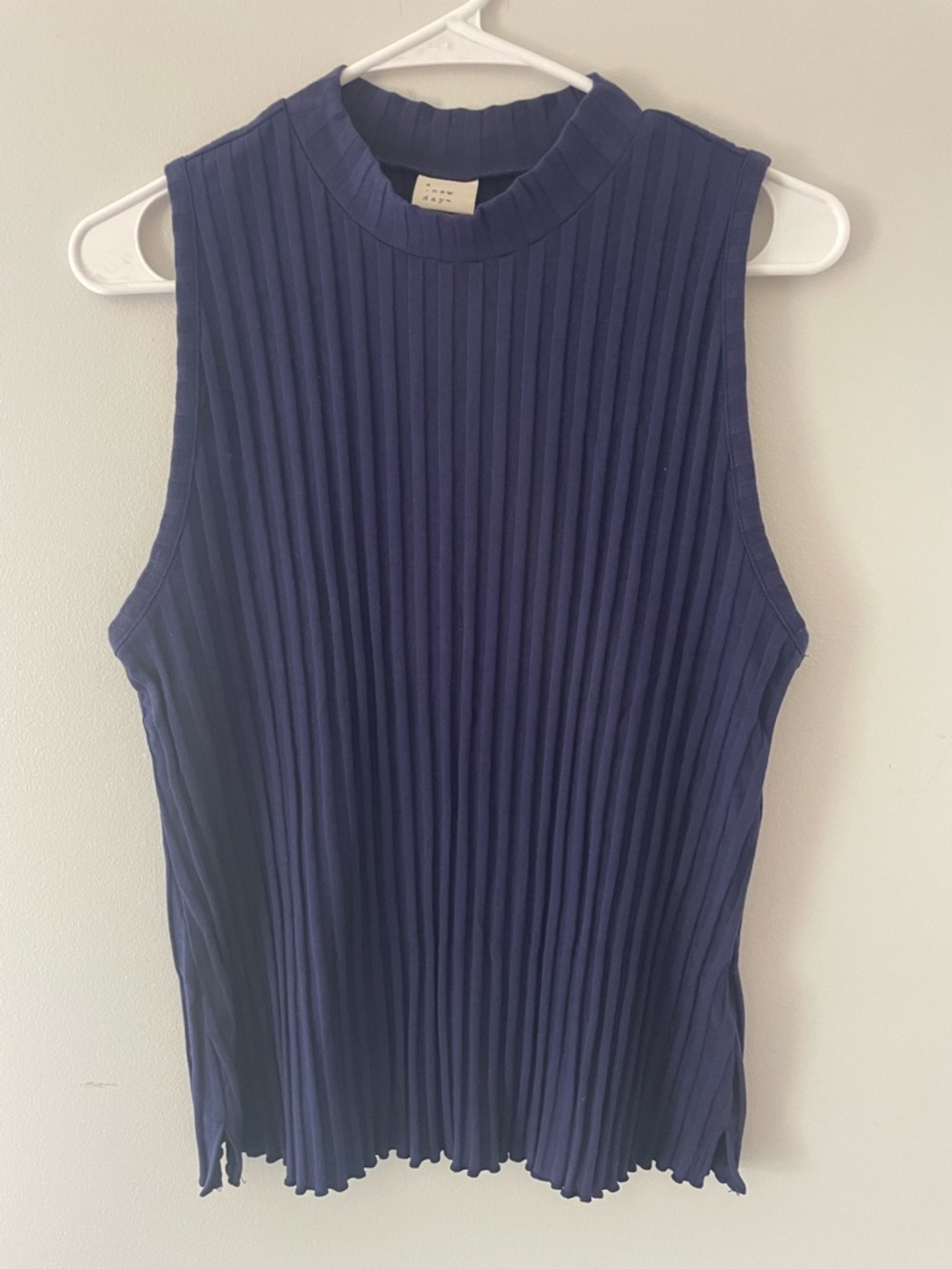 a new day Navy Ribbed Mock Neck Sleeveless Top
